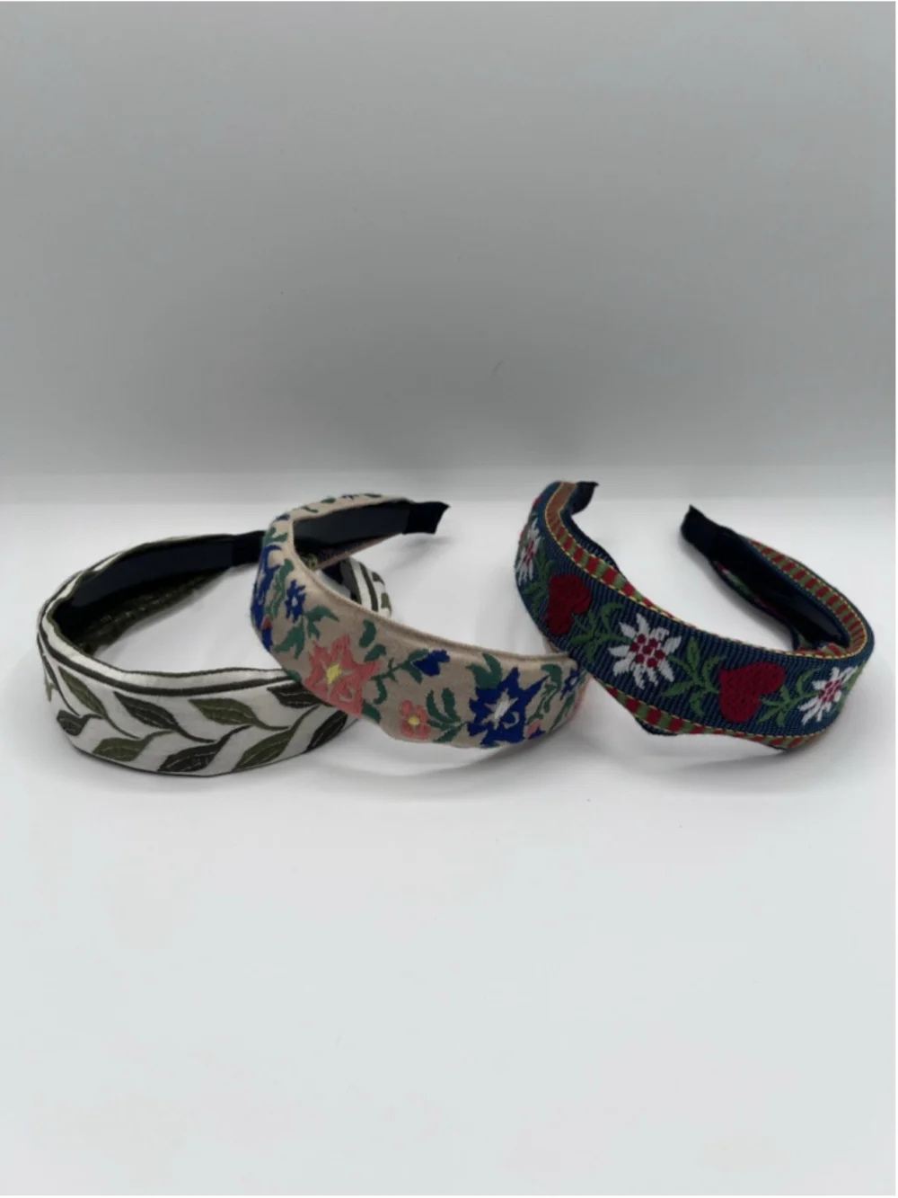 Embroidered Headbands Lot Of 3 Bohemian Non-Slip Hair Accessories Boho Floral